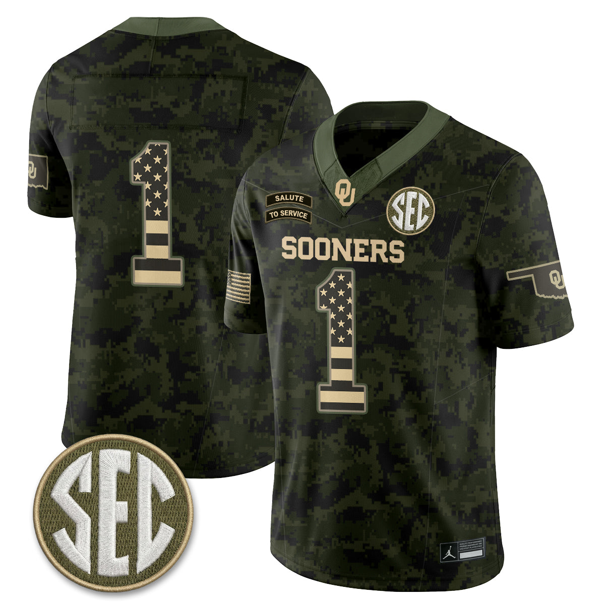 Oklahoma Sooners 2026 Salute to Service Vapor Jersey - Stitched