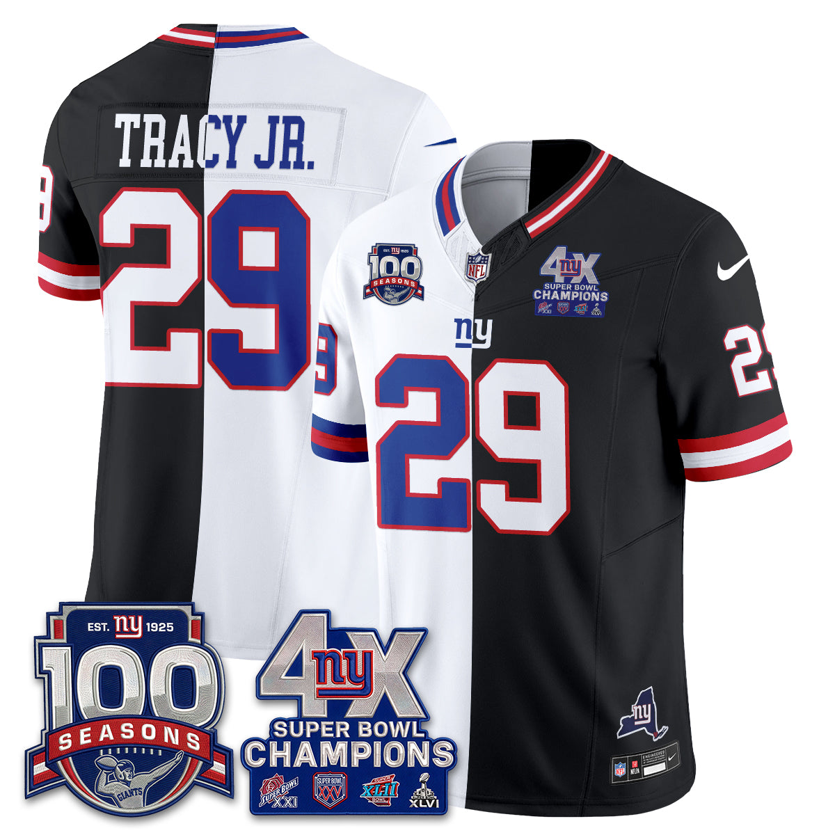 NYG 4X SBowl Split Edition Vapor Jersey - Stitched
