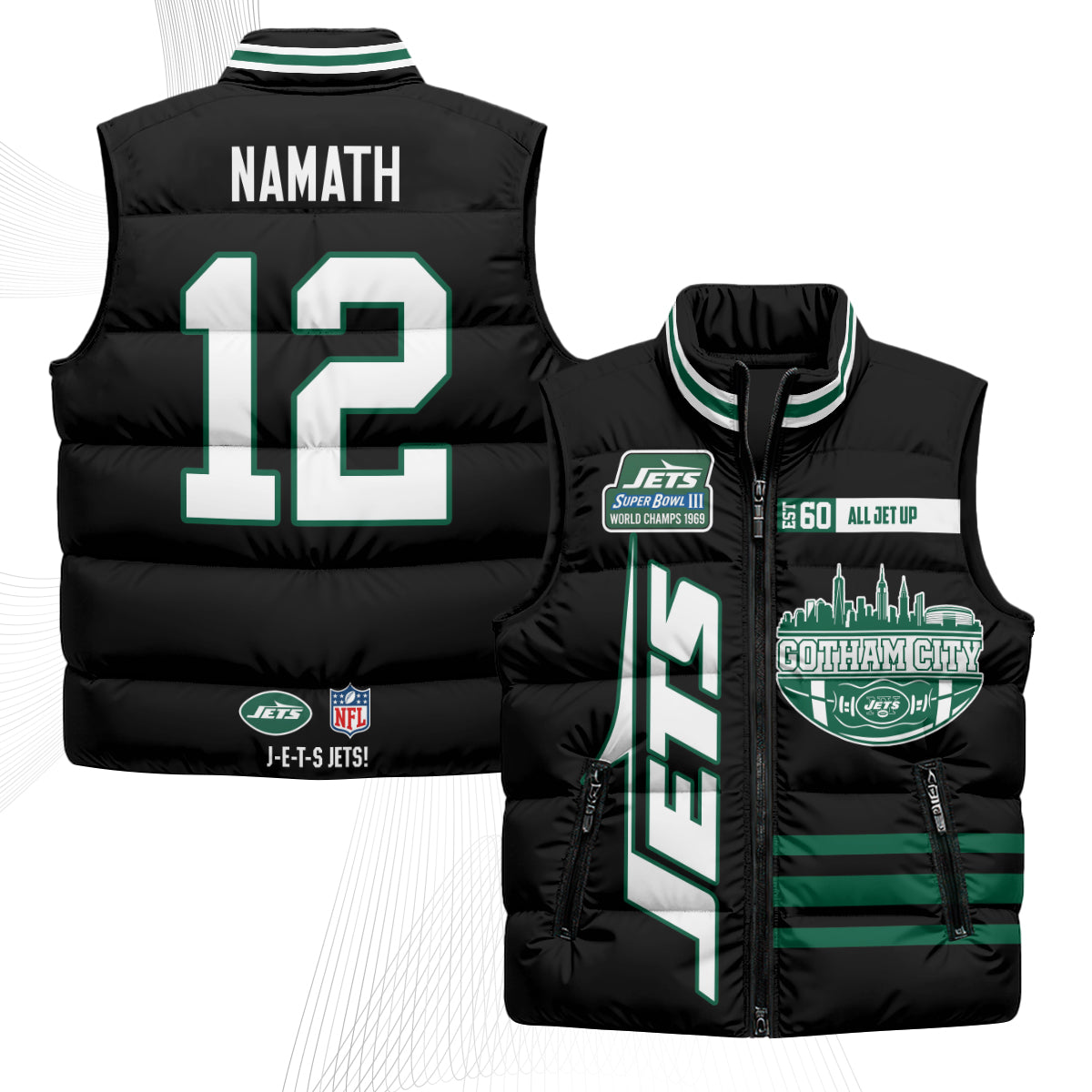 NYJ Gotham City Puffer Vest - Printed