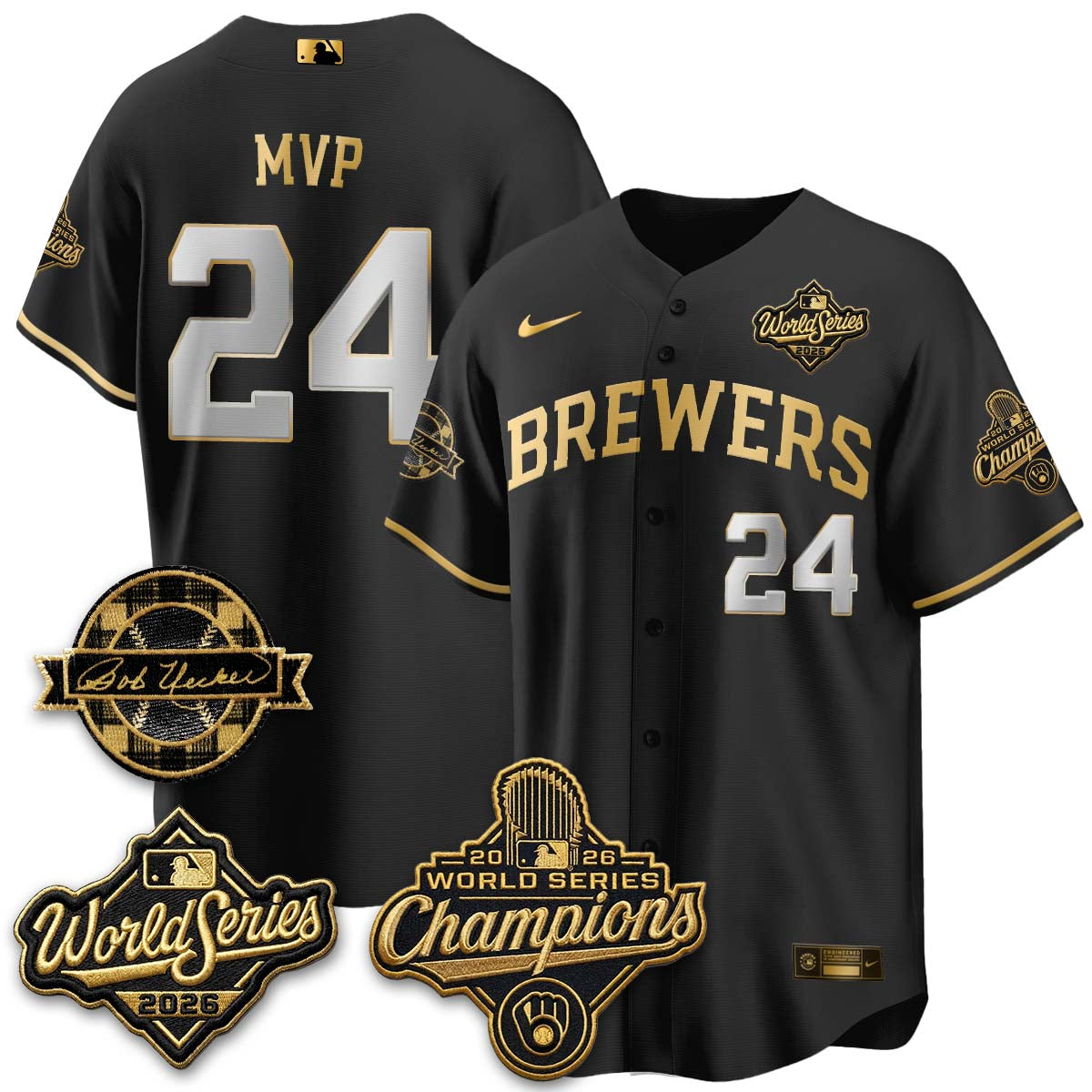 MIL 2026 WS Champions - Bob Uecker Patch Vapor Jersey - Stitched (TT)