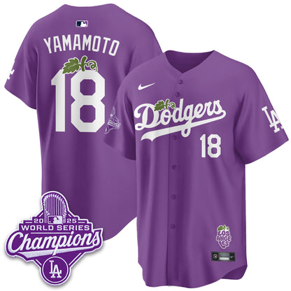 Los Angeles Dodgers Grape Edition Vapor Jersey - Stitched