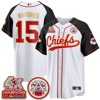 Kansas City Chiefs 4X Champs Gold Trim Edition Vapor Baseball Jersey - Stitched