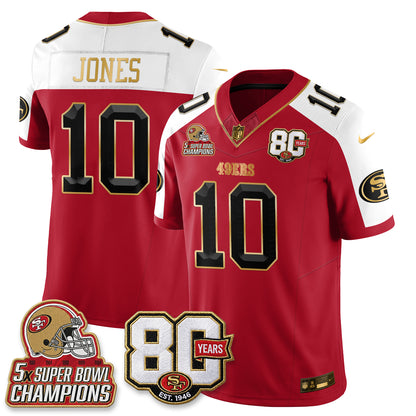 San Francisco 49ers 80 Years & 5X Champs Vapor Jersey - Stitched