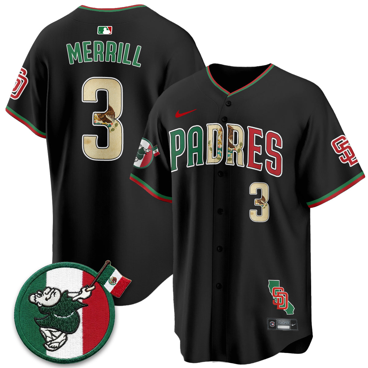 San Diego Padres Mexico Style Vapor Jersey - Stitched