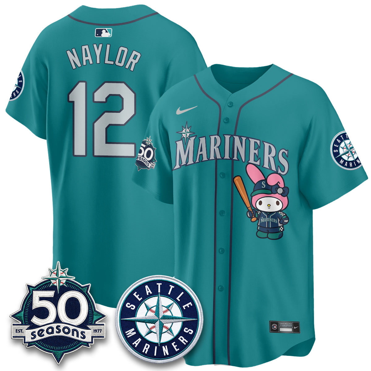 Seattle Mariners x  Pink Sanrio Friend Vapor Jersey - Stitched