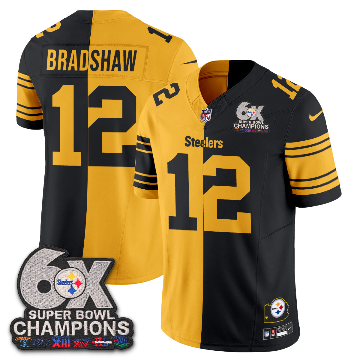 Pittsburgh Steelers 6x SBowl Split Edition Vapor Jersey - Stitched