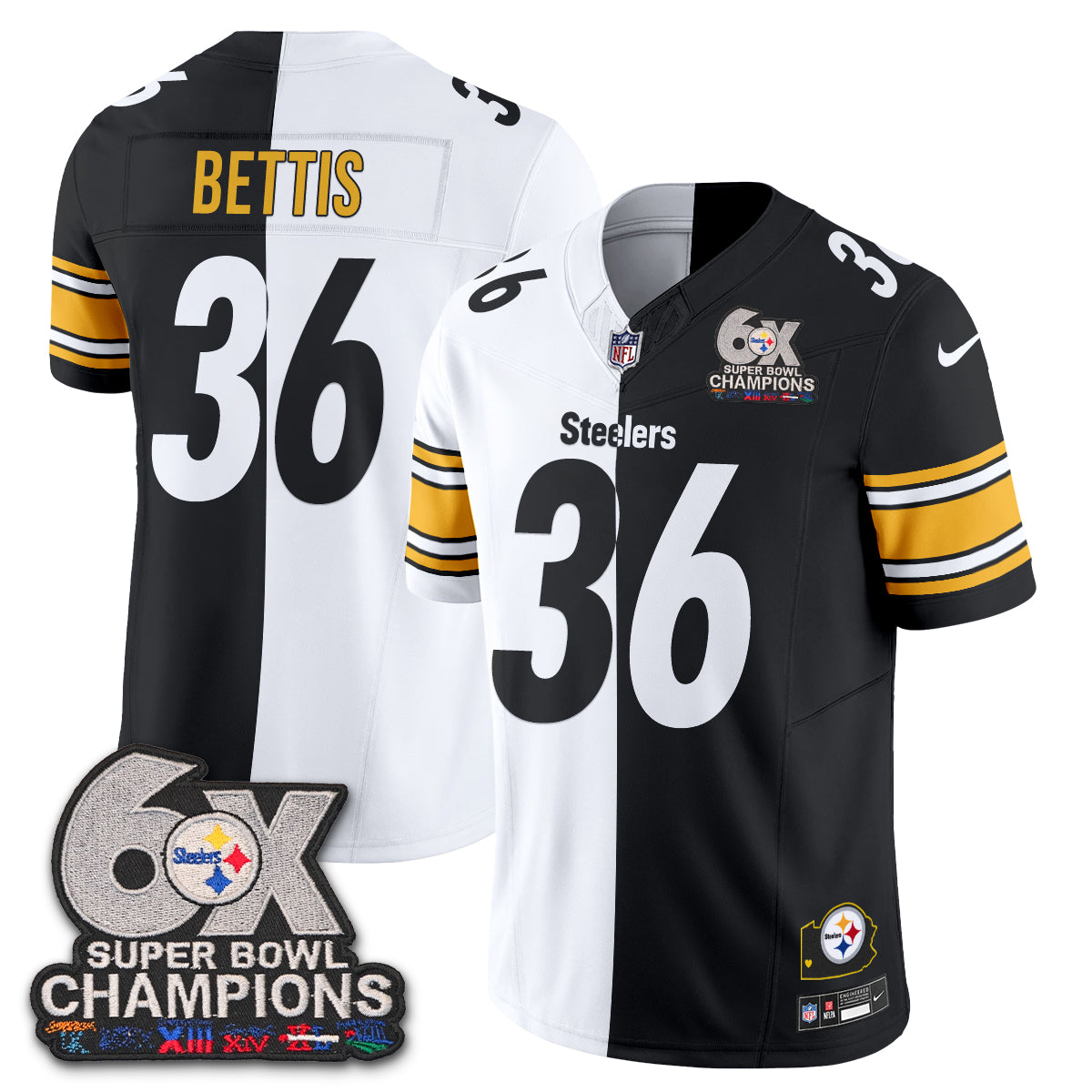 Pittsburgh Steelers 6x SBowl Split Edition Vapor Jersey - Stitched
