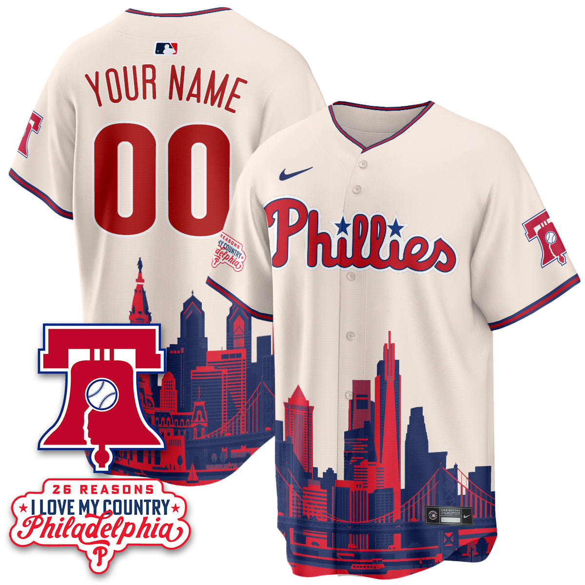 Philadelphia Phillies "26 Reasons I Love My Country" Edition Vapor Custom Jersey - Stitched
