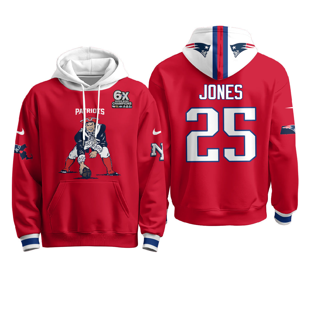 New England Patriots Minuteman Edition Fleece Hoodie - Printed