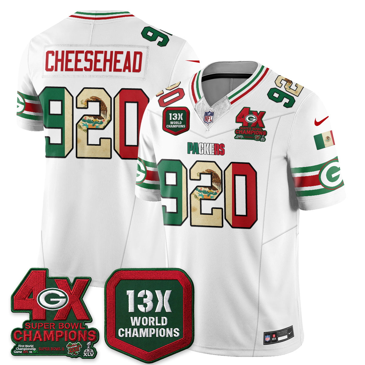 Green Bay Packers Mexico Edition Vapor Jersey - Stitched