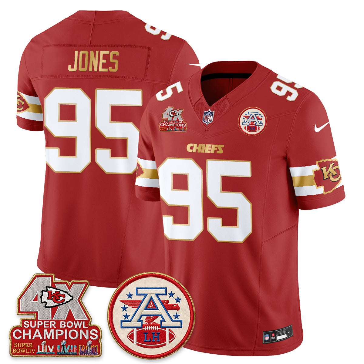 KC 4X Champs Gold Edition Vapor Jersey - Stitched