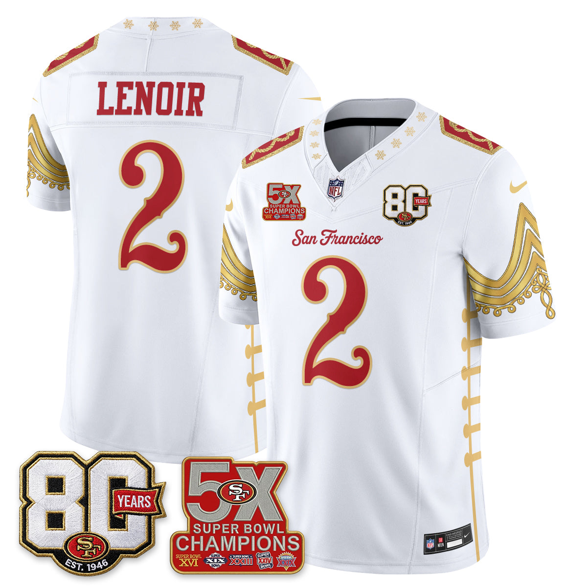 San Francisco 49ers Xmas Nutcracker Edition Vapor Jersey - Stitched