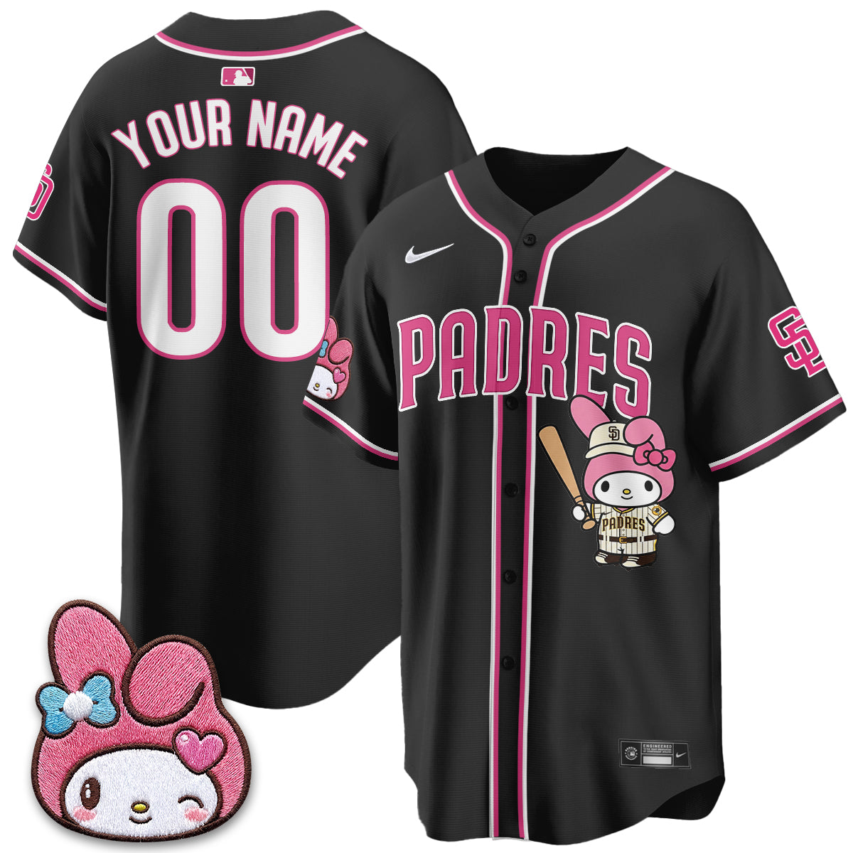 San Diego Padres x Pink Sanrio Friend Vapor Custom Jersey - Stitched