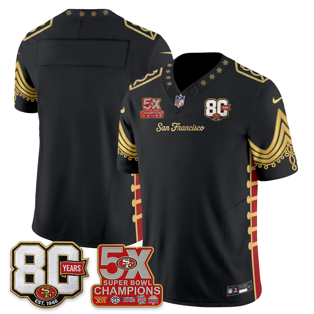 San Francisco 49ers Xmas Nutcracker Edition Vapor Jersey - Stitched