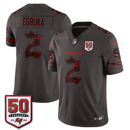 Tampa Bay Buccaneers Skull 50 Seasons Edition Vapor Jersey - Stitched