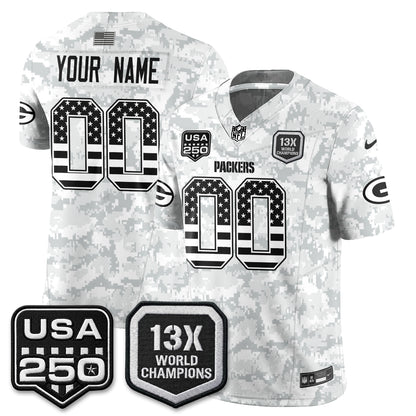 Green Bay Packers 2026 Salute To Service Edition Vapor Custom Jersey - Stitched