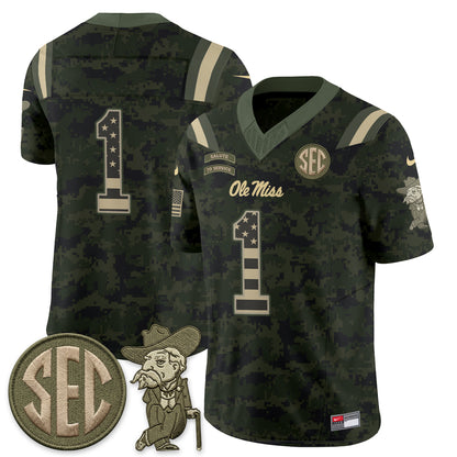 Ole Miss Rebels 2026 Salute to Service Vapor Jersey - Stitched