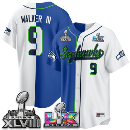 Seattle Seahawks S.Bowl Champs Split Baseball Vapor Jersey V2- Stitched