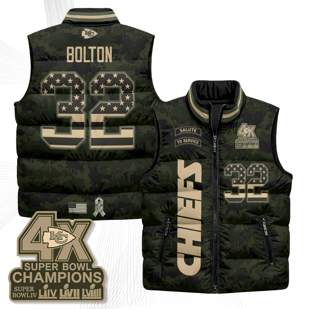 KC 2026 Salute to Service Puffer Vest - Printed