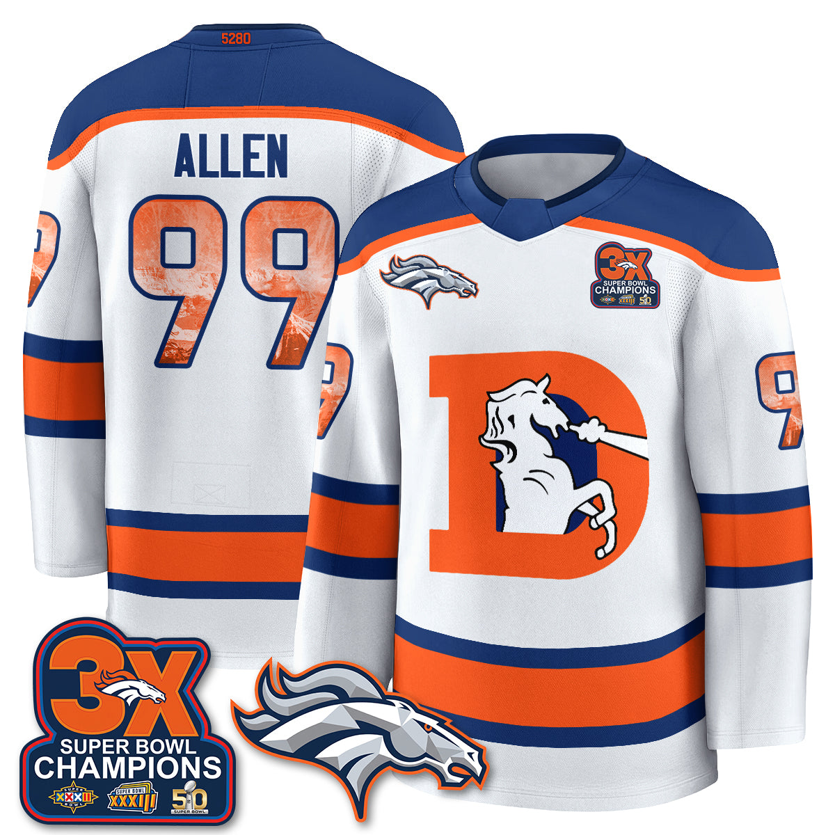 Denver Broncos Fan Gear Edition Hockey Jersey - Stitched