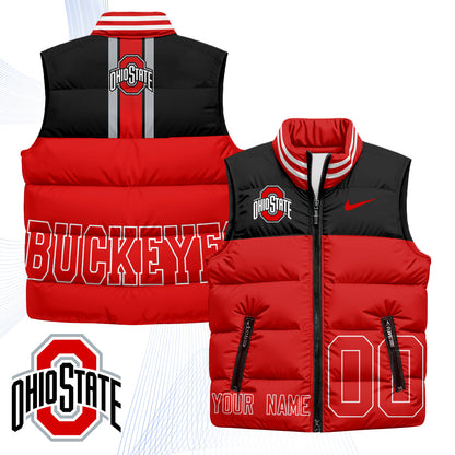 Ohio State Buckeyes Game Day Power Custom Puffer Vest - Printed
