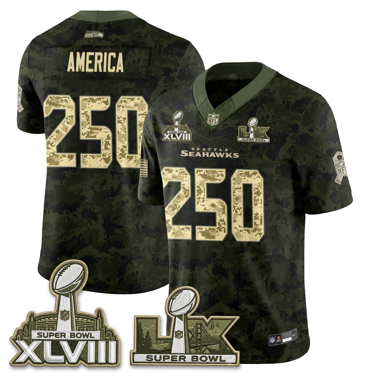 Seattle Seahawks 2026 Salute to Service Edition Vapor Jersey V2- Stitched