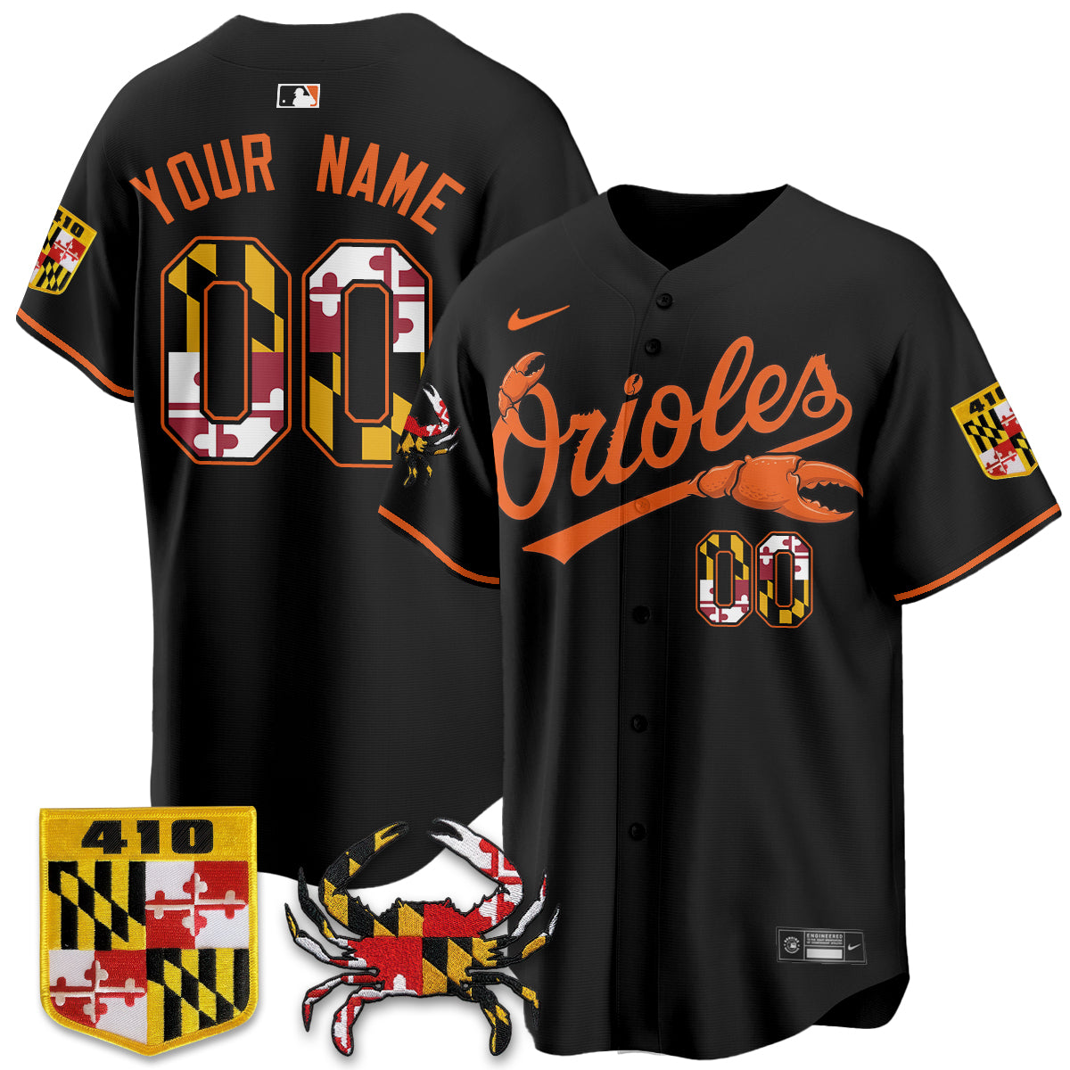 Baltimore Orioles Crab x Maryland Vapor Limited Custom Jersey - Stitched
