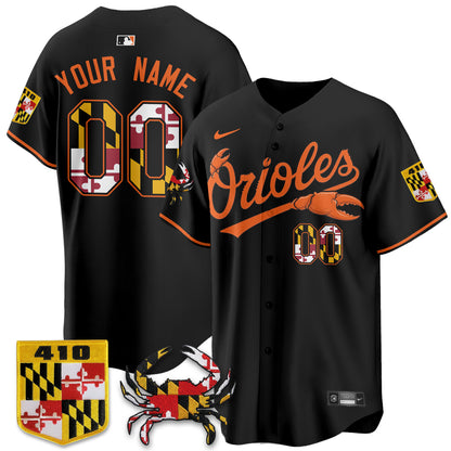 Baltimore Orioles Crab x Maryland Vapor Limited Custom Jersey - Stitched