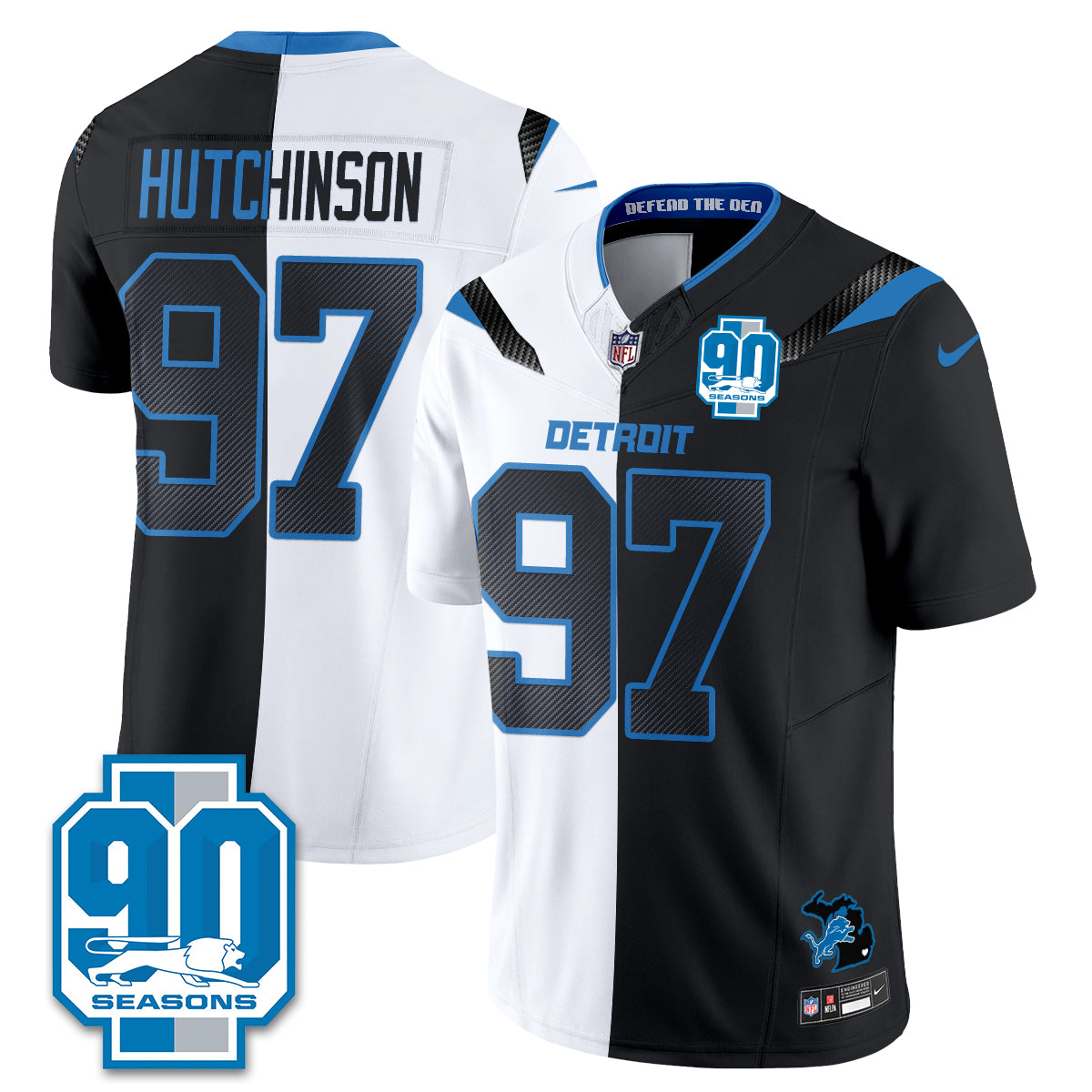 DET Rivalries Split Edition Vapor Jersey - Stitched