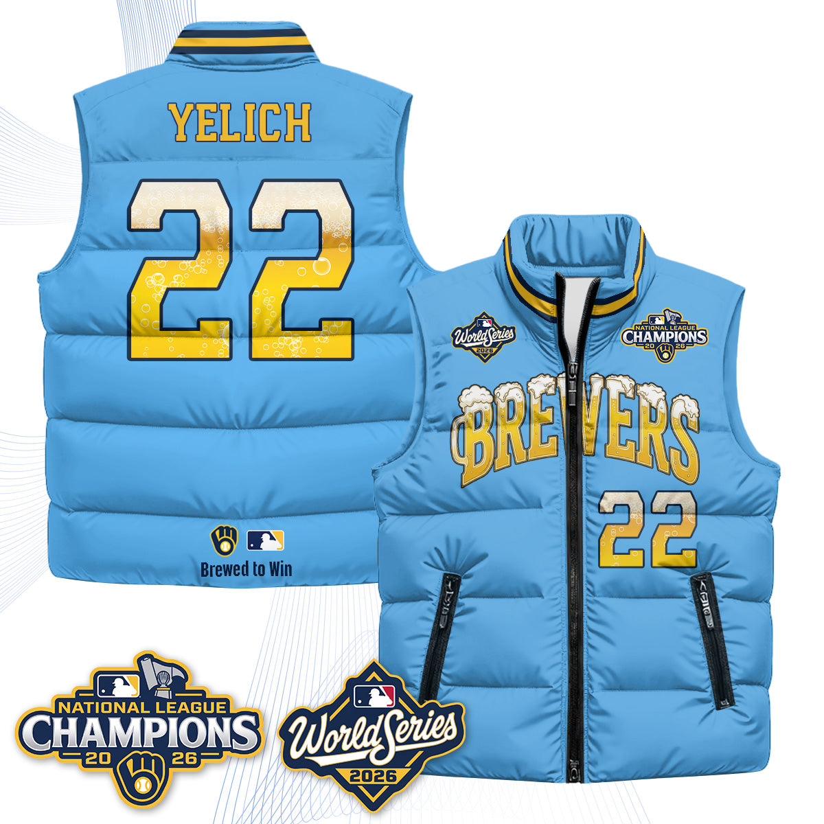 MIL "Pitcher & Pint" 2026 NL Champions Puffer Vest - Printed