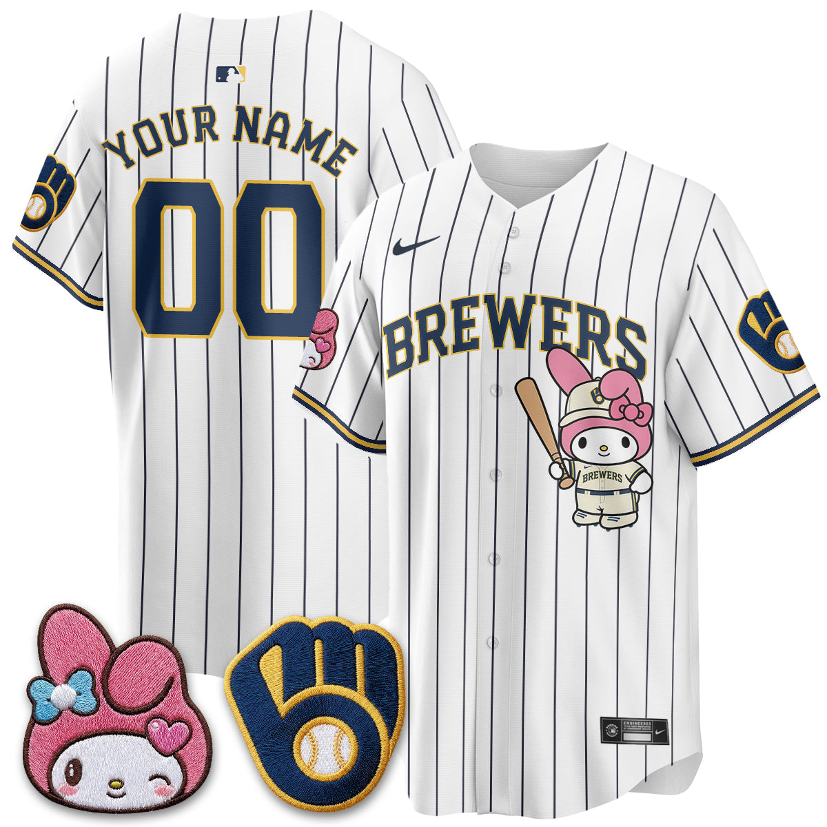 Milwaukee Brewers x Pink Sanrio Friend Edition Vapor Custom Jersey - Stitched