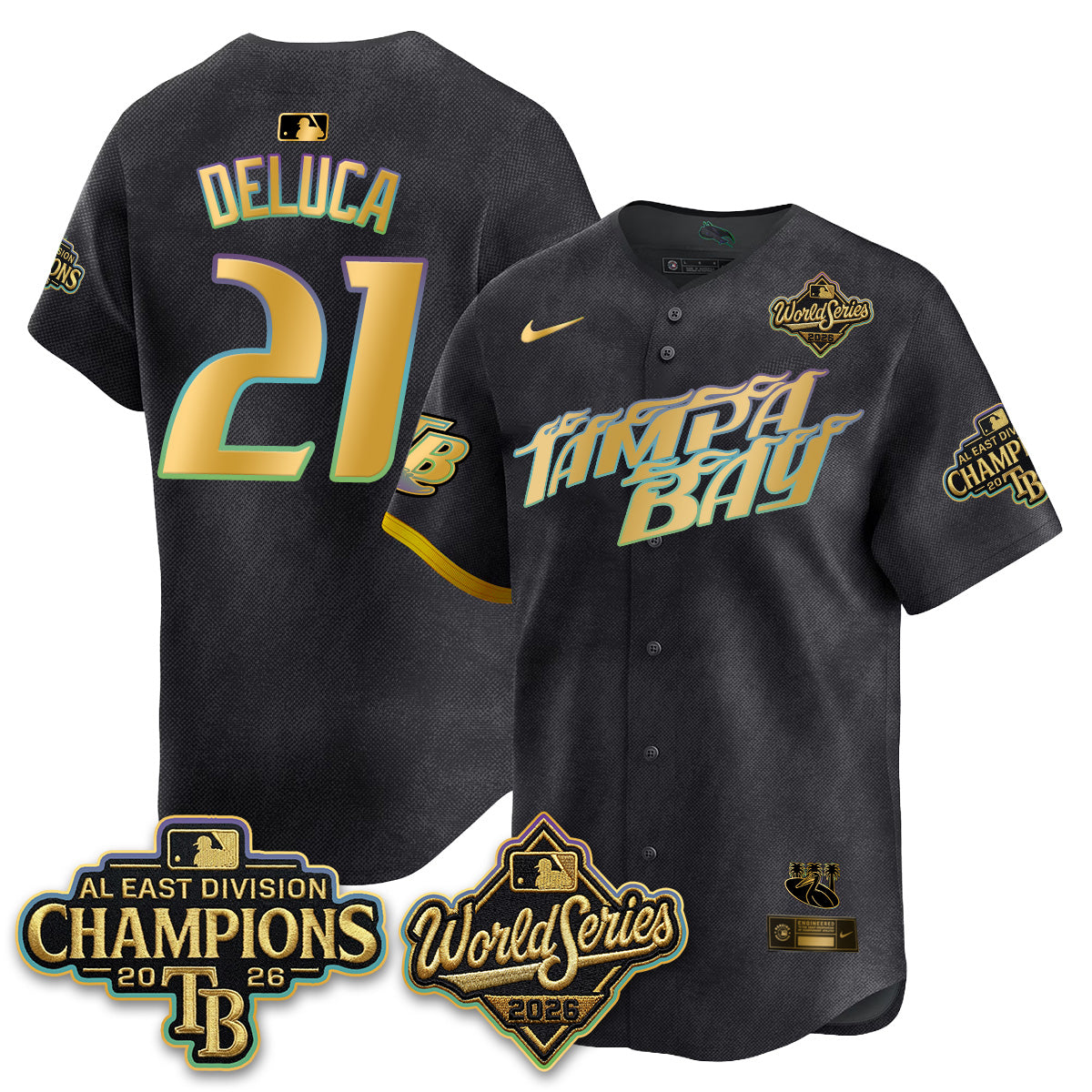 TB 2026 AL Champions Gold Edition Vapor Jersey - Stitched