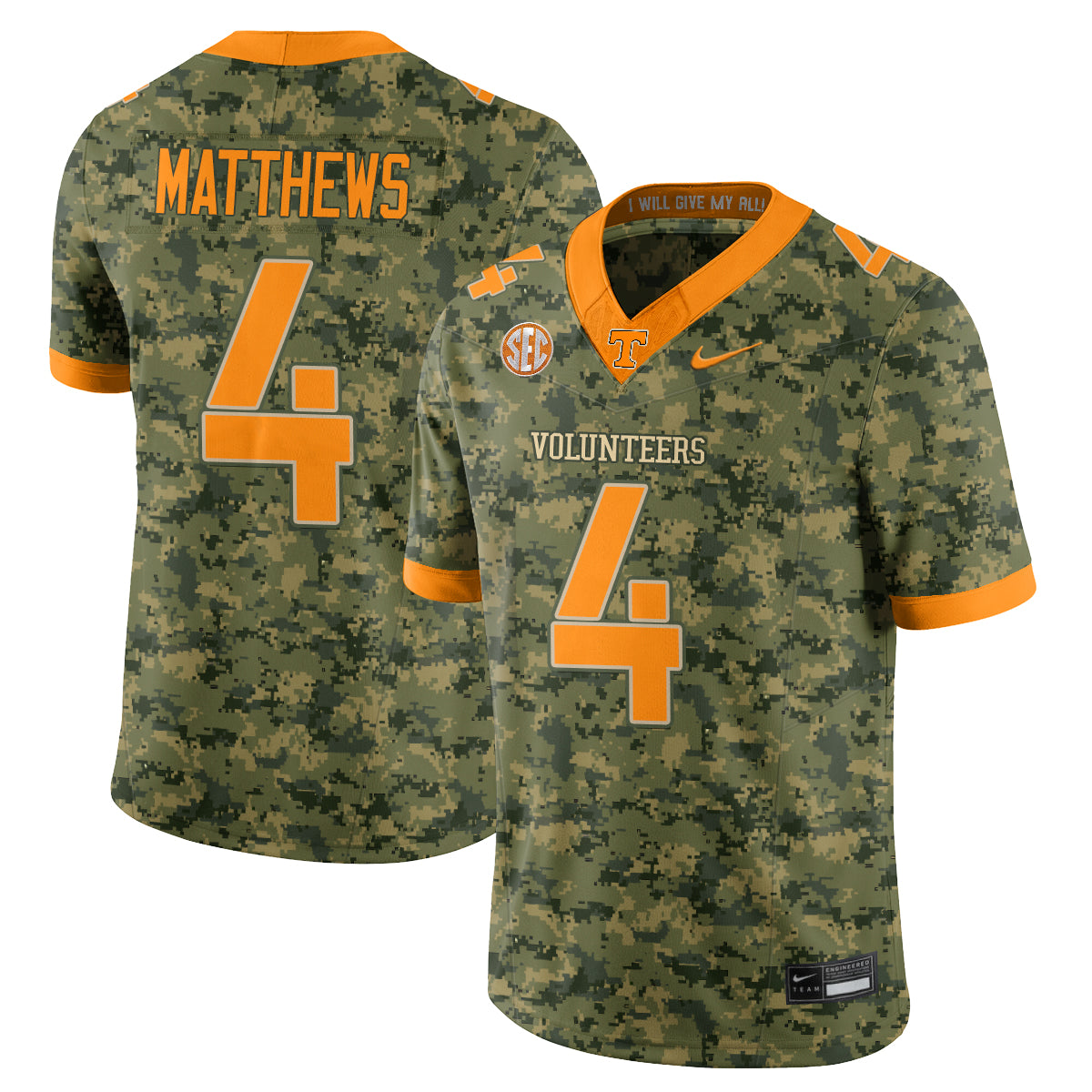 TENN 2026 Camouflage Edition Vapor Jersey - Stitched