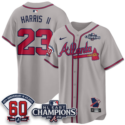 Atlanta Braves 2026 NL East Champs Vapor Jersey - Stitched