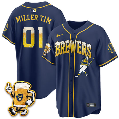 Milwaukee Brewers "Pitcher & Pint" Edition Vapor Jersey V2 - Stitched