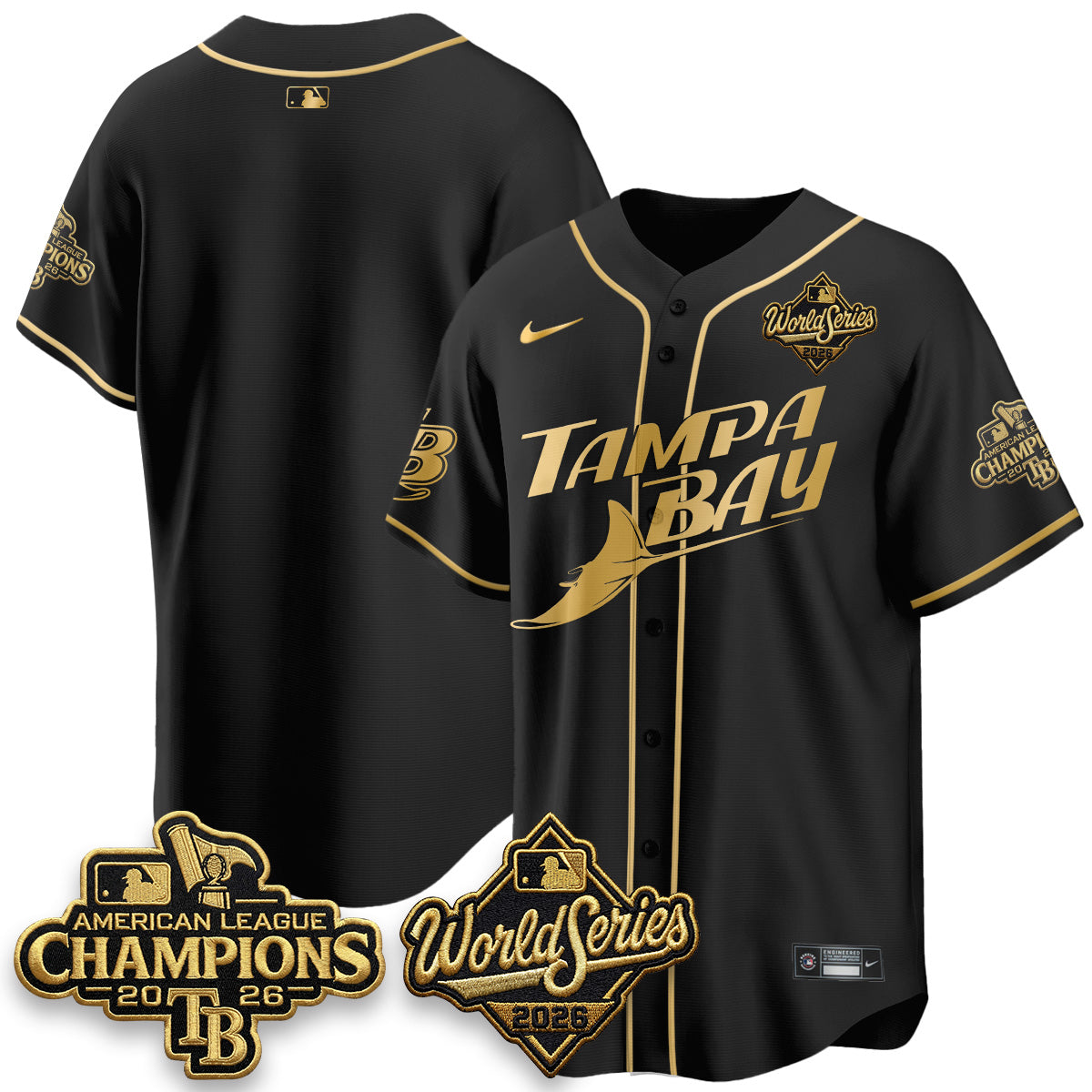 TB 2026 AL Champions Black Gold Edition Vapor Jersey V2- Stitched