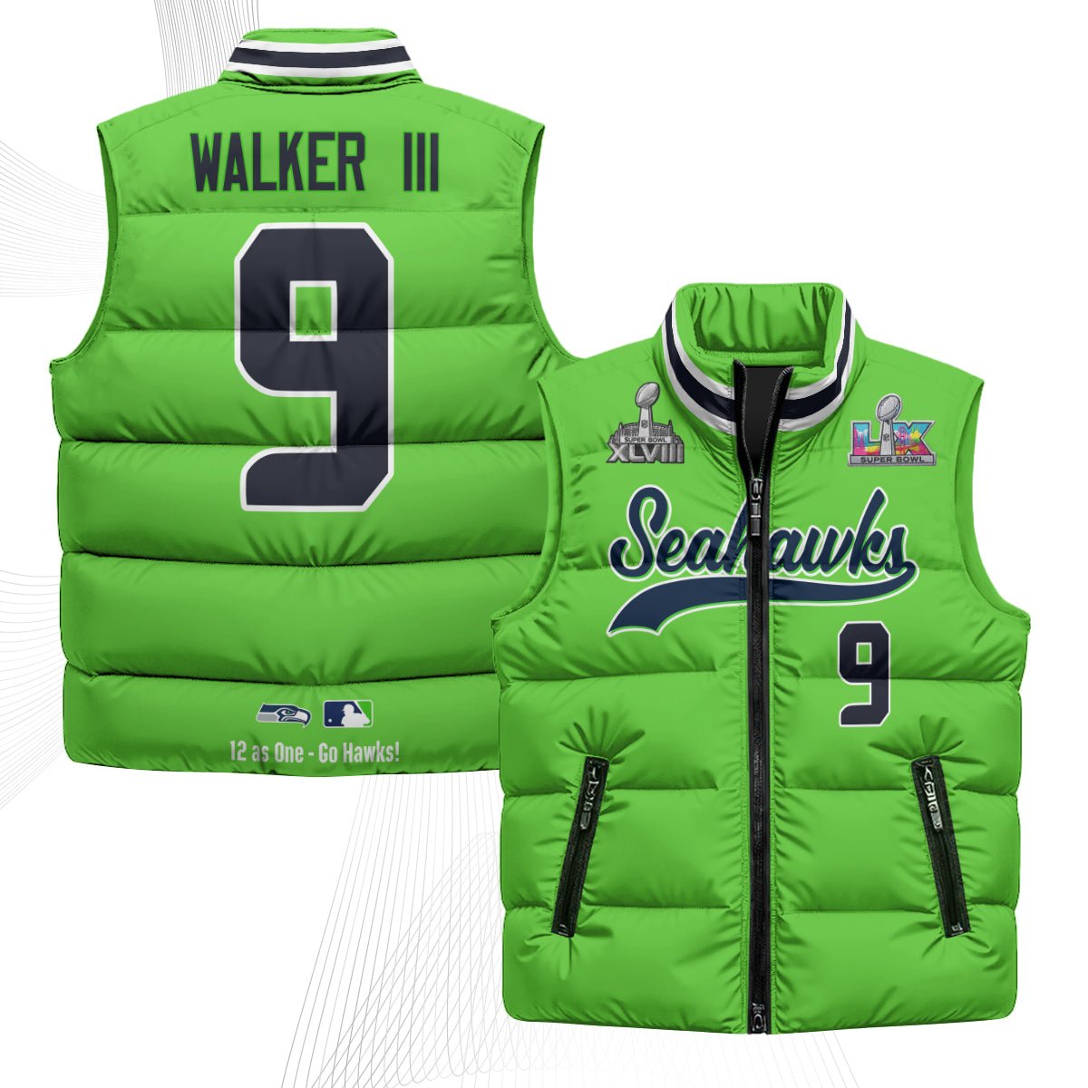 SEA S.Bowl Champs Puffer Vest - Printed