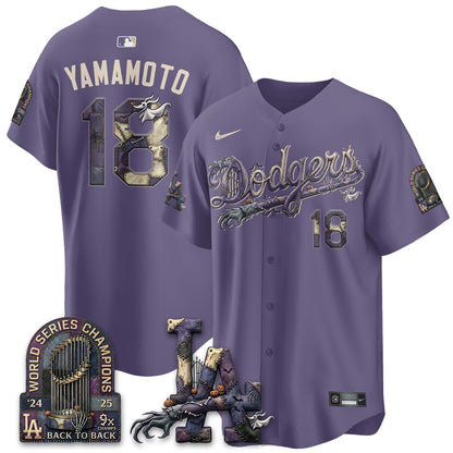 Los Angeles Dodgers Nightmare Edition Vapor Jersey - Printed