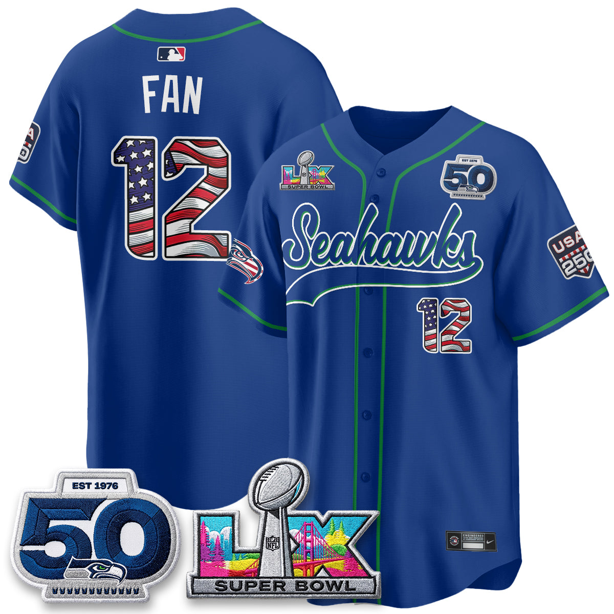 SEA SB LX Champs America Edition Vapor Baseball Jersey - Stitch