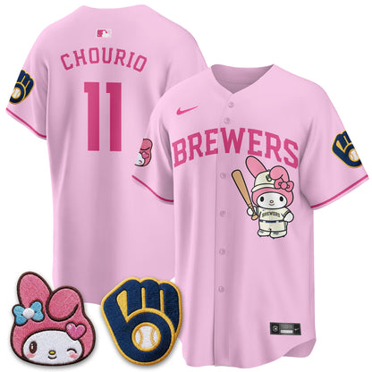 Milwaukee Brewers x Pink Sanrio Friend Edition Vapor Jersey - Stitched