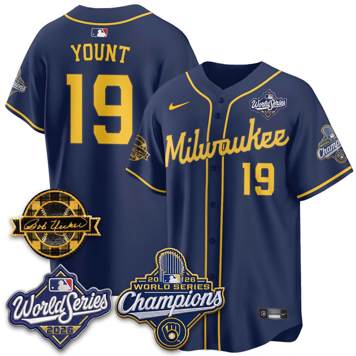 MIL 2026 WS Champions - Bob Uecker Patch Vapor Jersey - Stitched (TT)