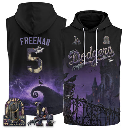 Los Angeles Dodgers Nightmare Edition Sleeveless Hoodie Tank Top - Printed