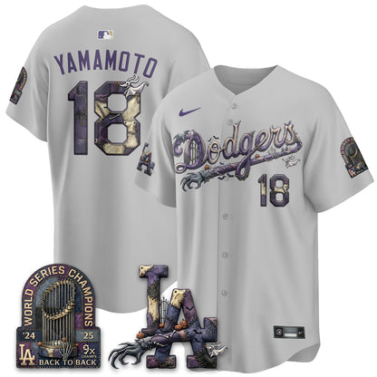Los Angeles Dodgers Nightmare Edition Vapor Jersey - Printed