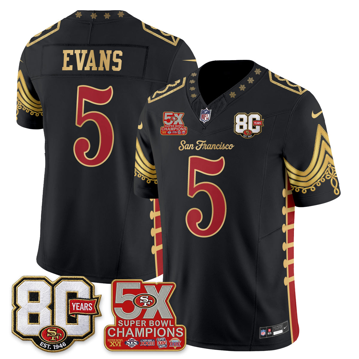 San Francisco 49ers Xmas Nutcracker Edition Vapor Jersey - Stitched