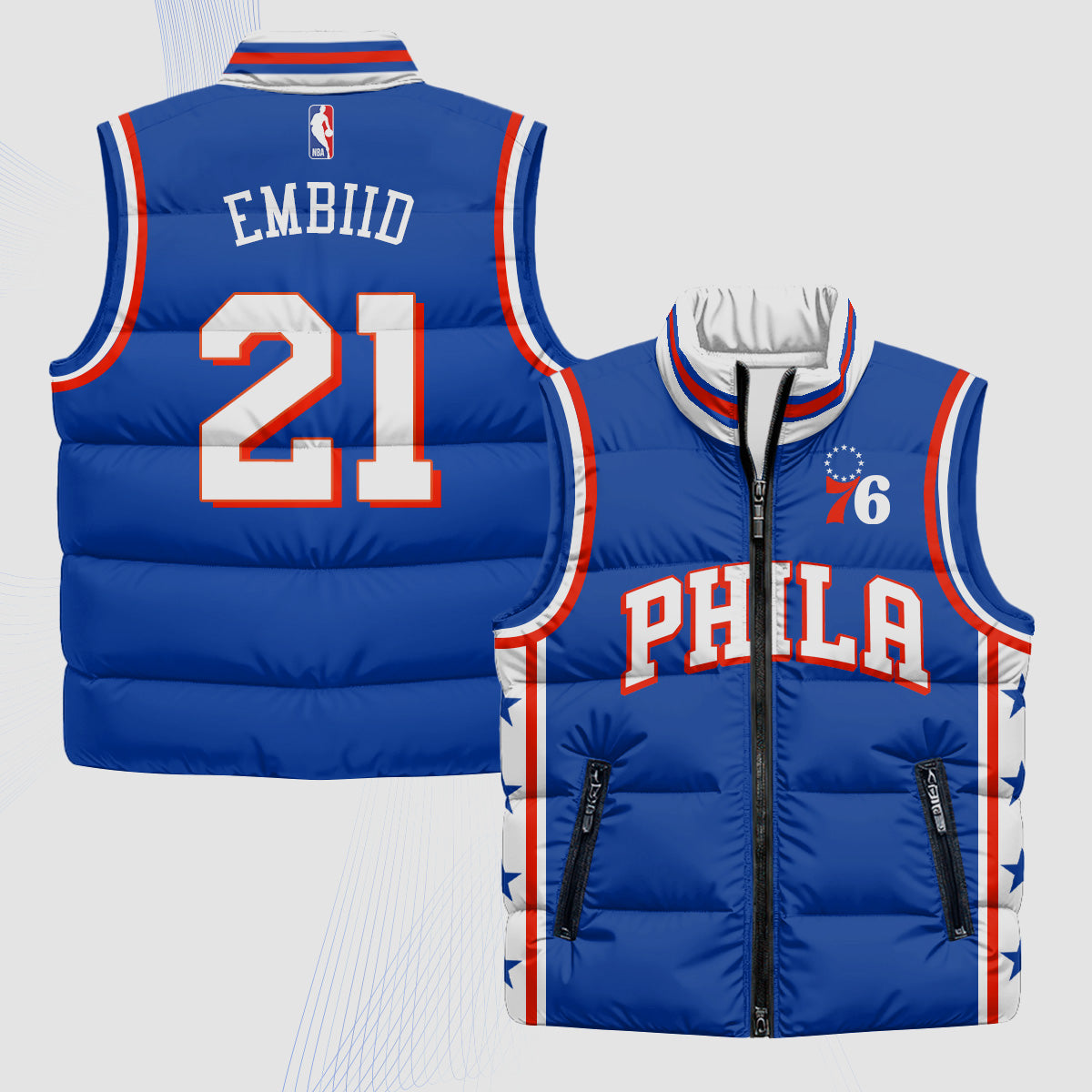 PHI Superteam 24th Season Patch Puffer Vest - Printed