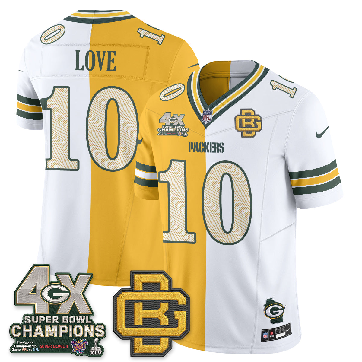 GB Rivalries Split Edition Vapor Jersey - Stitched
