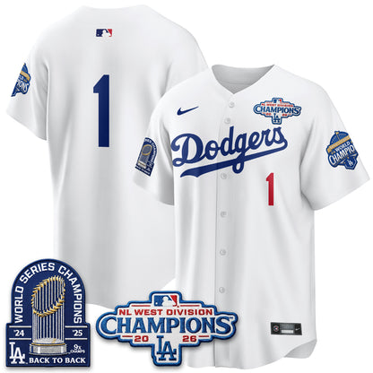 Los Angeles Dodgers 2026 NL West Champs Vapor Jersey- Stitched