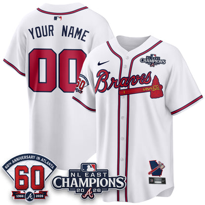 Atlanta Braves 2026 NL East Champs Vapor Custom Jersey - Stitched