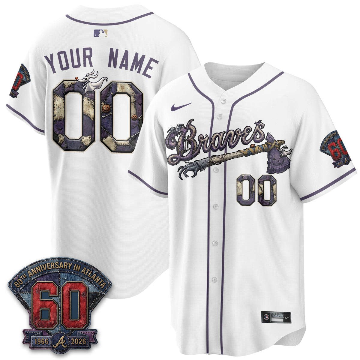 Atlanta Braves Nightmare Edition Vapor Custom Jersey - Stitched