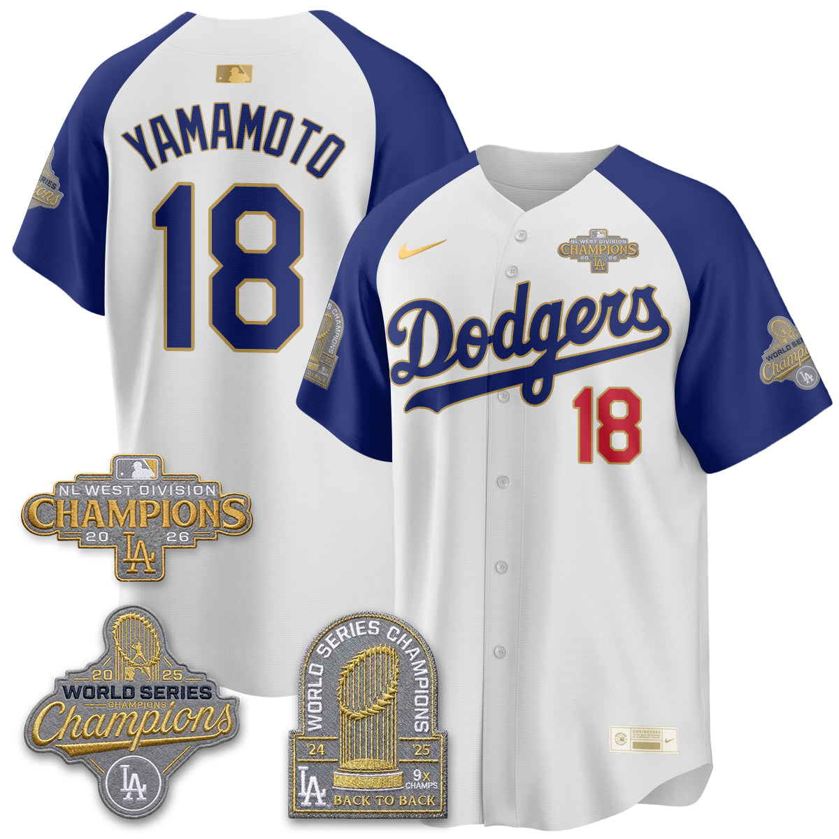 Los Angeles Dodgers 2026 NL West Champs Gold Vapor Jersey- Stitched